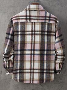 Manfinity Homme 男士休闲格纹印花拼布口袋夹克，秋季