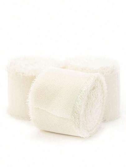 SHEIN 1Pc/5Pcs Chiffon Edge Ribbon, 4cm*6.5m Ribbon For Wedding Decoration, Bouquet Decoration, Handmade Decoration, Invitation Card Decoration, Home Decoration, Gift Packaging, Suitable For Wedding, Party, Birthday, New Year-White