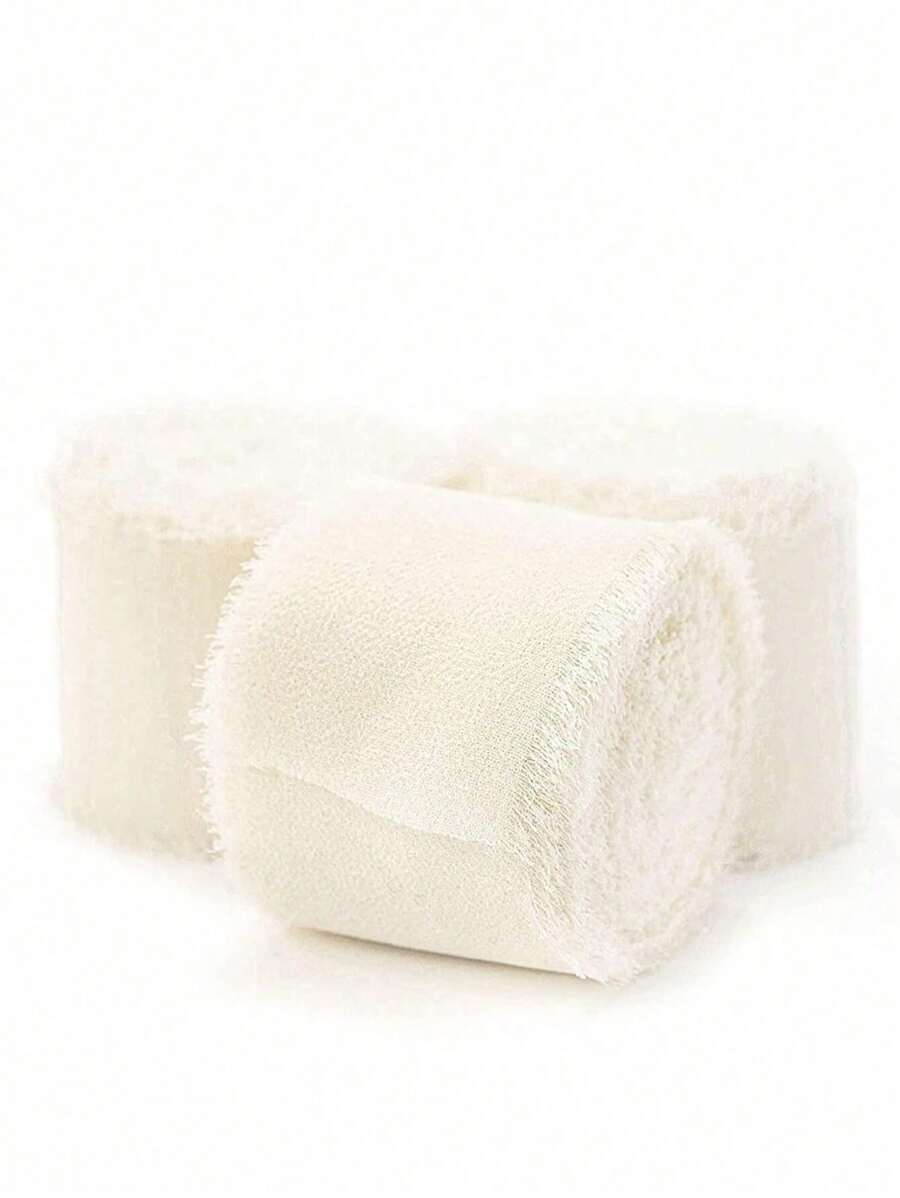 SHEIN 1 قطعة / 5 قطع شريط حافة الشيفون 4 سم * 6.5 متر للزينة في الزفاف، التزيين، الدعوات، المنزل، هدايا ومناسبات أخرى - أبيض - أبيض - مشاهدة 1