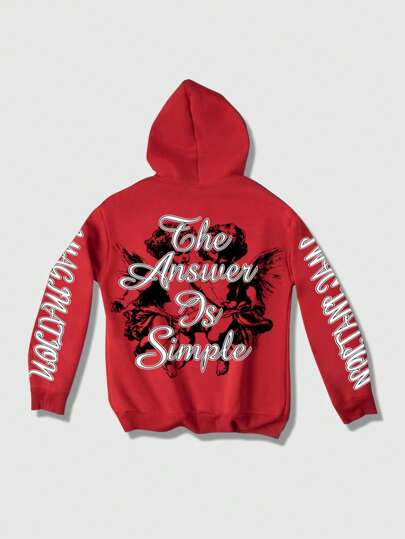 Street Life sweat-shirt à capuche avec impression de lettres d'ange pour homme