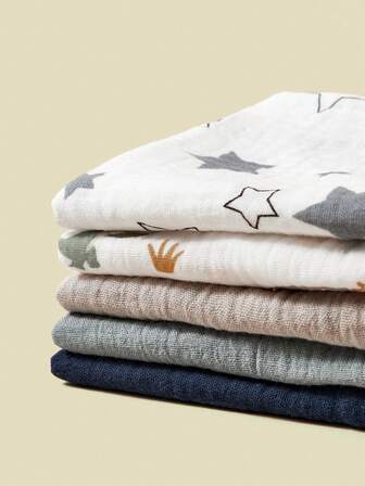 5 st babyhaklappar, mjuka fyrkantiga salivhanddukar i bomull, dinosaurietryck som andas, för pojkar