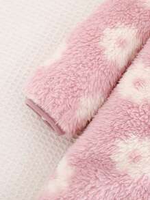 Cozy Pixies 女婴花卉印花加厚针织柔软连帽长袖连体衣