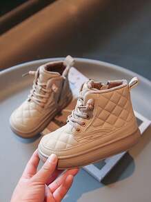 1 双儿童冬季保暖毛绒内衬休闲靴，幼儿/儿童 - 卡其色 - 查看 3