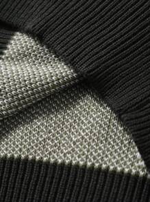 Claim Dot Men's Casual Loose Fit Drop Shoulder Rhombus Pattern Knitted Plaid Pullover Graphic Color Block Long Sleeve Green Sweater, For Vacation, Friends - Multicolor - View 6