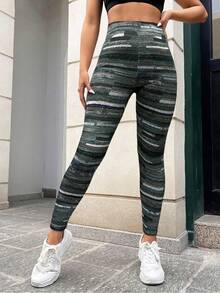 女士扎染印花保暖内衬休闲百搭紧身裤 - 彩色 - 查看 3