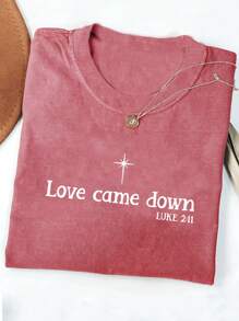 INAWLY Comfort Colors® Love Come Down Shirt, Christian Christmas Shirt, Jesus Gift, Christmas Birth, Women's Shirt, Bible Verse Graphic Tees Women Tops