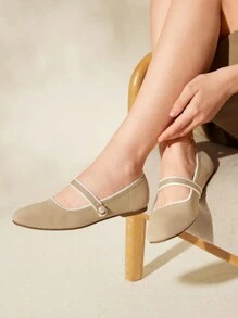 CUCCOO BASICS Chaussures plates élégantes et confortables pour femmes avec garniture bicolore, neuves pour les fêtes de fin d'année