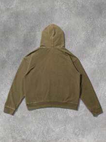 PAVTROS Áo hoodie cotton 1 chiếc in chữ giản dị cho nam, áo nỉ họa tiết, quần áo nam mùa thu đông, áo hoodie kaki - Cà phê nâu - Xem 2