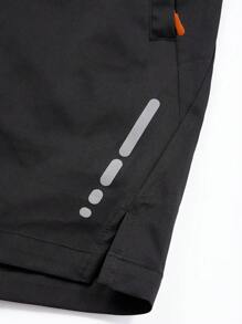 Manfinity Sport Corelite Boyfriend Style Men's Graphic Print Elastic Waist Split Leg Athletic Shorts, Summer