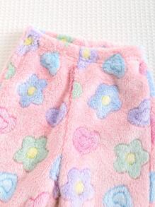 Cozy Pixies 2pcs/Set Baby Girl Colorful Floral Print Thick Warm Crew Neck Long Sleeve Sweatshirt And Jogger Pants Set