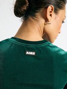 AiiRZ 奢华翡翠天鹅绒扭纹前短款上衣，非常适合圣帕特里克节庆祝活动爱尔兰主题派对短袖晚间节日节日魅力服饰 - 綠色 - 查看 4