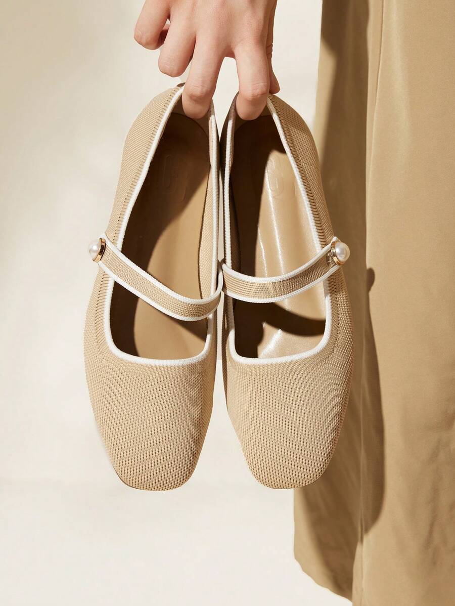 CUCCOO BASICS Chaussures plates élégantes et confortables pour femmes avec garniture bicolore, neuves pour les fêtes de fin d'année