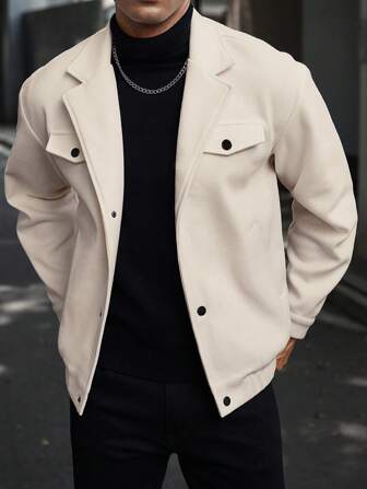Manfinity Homme Beige herfst uitgaansmode voor heren, kaki overjas, voor vrienden, echtgenoot, vriendjescadeaus