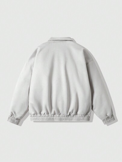 Street Life 1 pieza Chaqueta casual holgada de unicolor de solapa única de manga larga para hombres, de otoño