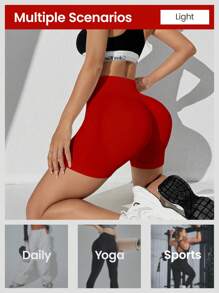 Core Rhythm 纯色高腰无缝运动短裤适合中国新年女士运动短裤、健身短裤、骑行短裤