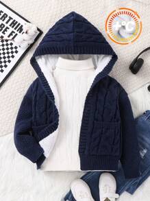 SHEIN 1 Stück Kleine Jungen Lässig College Komfortable Mode Einfach Praktisch Allround Weich Gemütlich Twist Textur Mit Griff Gemütlich Dick Warm Mit Kapuze Pullover Kinder Outfit Kleine Jungen Kleidung SchulKleine Jungen Set Kleine Jungen Outfit Familienpassende Outfits Geeignet für Geburtstagsfeier Geeignet für den Alltag Geeignet für Schule Geeignet für Reisen Geeignet für Sport Geeignet für Herbst und Winter
