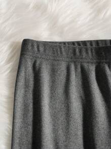 SHEIN Leap Crew 2件套青少年男童修身简约舒适长袖针织睡衣套装，包含上衣和裤子，秋冬季款 - 深灰色 - 查看 4