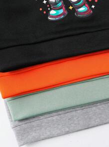 4 件套儿童舒适休闲可爱时尚恐龙、宇航员、汽车、游戏印花圆领长袖运动衫，适合男孩和女孩，适合日常穿着、郊游、室内、学校、聚会、节日、圣诞节、万圣节、返校、所有季节 - 彩色 - 查看 4