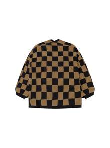 Chiquease Casual Colorblock Houndstooth Pattern Cardigan, Autumn/Winter