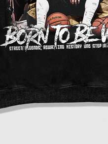 ROMWE MEN Street Life 男士简约时尚休闲连帽衫，适合日常穿着 - 黑色 - 查看 5