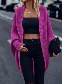 EMERY ROSE Casual Loose Front Cardigan, Suitable For Autumn/Winter Fall Cloth For Women - Lilac Purple - View 5