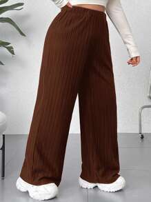 SHEIN EZwear Pantalon droit décontracté et simple de couleur unie grande taille