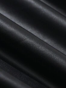 SHEIN 青春期女孩迷人优雅珍珠装饰T恤和PU皮革短裙两件套 - 黑色 - 查看 8