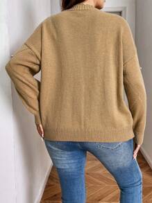 Celure Cárdigan casual con aplicaciones de cristal para mujer de talla grande, para primavera y otoño