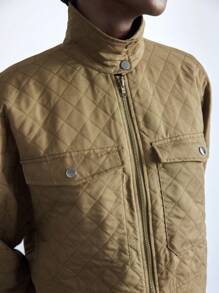 Maija Women's Solid Color With Pockets Metal Buckle Front Loose Long Sleeve Padded Coat, Early Spring / Winter Festival