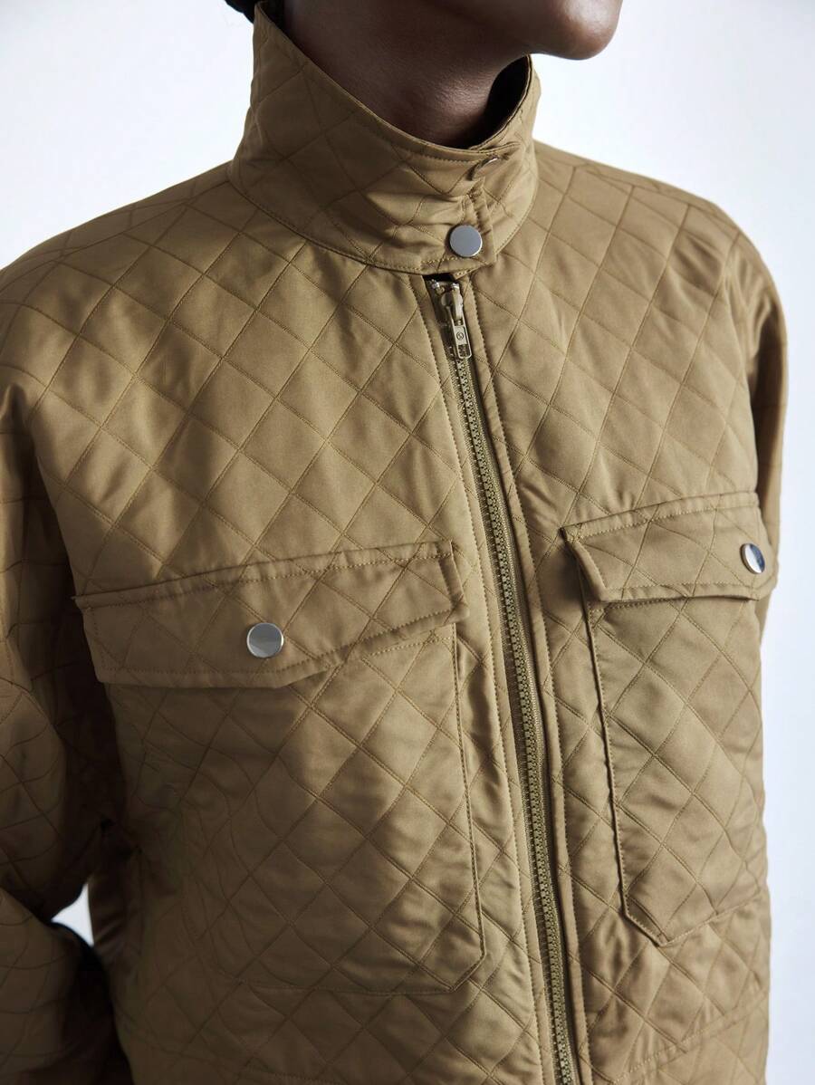 Maija Women's Solid Color With Pockets Metal Buckle Front Loose Long Sleeve Padded Coat, Early Spring / Winter Festival