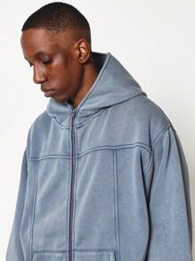 SUMWON 水洗效果全拉链运动连帽衫柔软法式毛圈棉混纺休闲运动健身家居服必备冬秋季运动衫