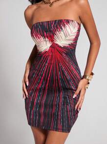 COSMINA Women's Allover Print Open Back Strapless Mini Dress - Multicolor - View 4