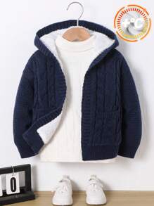SHEIN 1 Stück Kleine Jungen Lässig College Komfortable Mode Einfach Praktisch Allround Weich Gemütlich Twist Textur Mit Griff Gemütlich Dick Warm Mit Kapuze Pullover Kinder Outfit Kleine Jungen Kleidung SchulKleine Jungen Set Kleine Jungen Outfit Familienpassende Outfits Geeignet für Geburtstagsfeier Geeignet für den Alltag Geeignet für Schule Geeignet für Reisen Geeignet für Sport Geeignet für Herbst und Winter