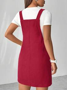 Flirla Rochie casual din velur de culoare solidă pentru femei pentru haine de Anul Nou