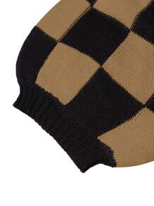 Chiquease Casual Colorblock Houndstooth Pattern Cardigan, Autumn/Winter