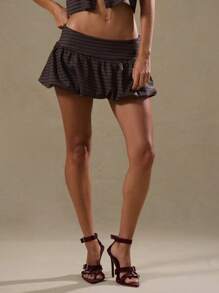 MUSERA Plaid Puffball Mini Skirt Summer Elegant Casual Cute Festival Rave Ibiza Boho Holiday Vacation Winter Occasion Party - Brown - View 1