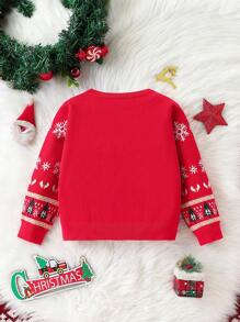 1piece 年轻男孩休闲学院风舒适时尚简约实用鹿绒材质搭配可爱圣诞图案厚实保暖圆领毛衣，适合男孩毛衣、儿童毛衣、儿童服装、年轻男孩服装、学校、返校、男孩服装、圣诞毛衣，适合日常、学校、户外、运动、秋冬季节适合秋冬季节，适合圣诞节，情侣贴身服装 - 紅色 - 查看 8