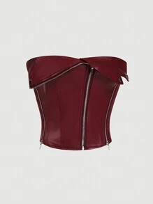 Aveloria Affinna Women Solid Color Zip Up Cropped Camisole Tank Top Holiday Party Clothes 