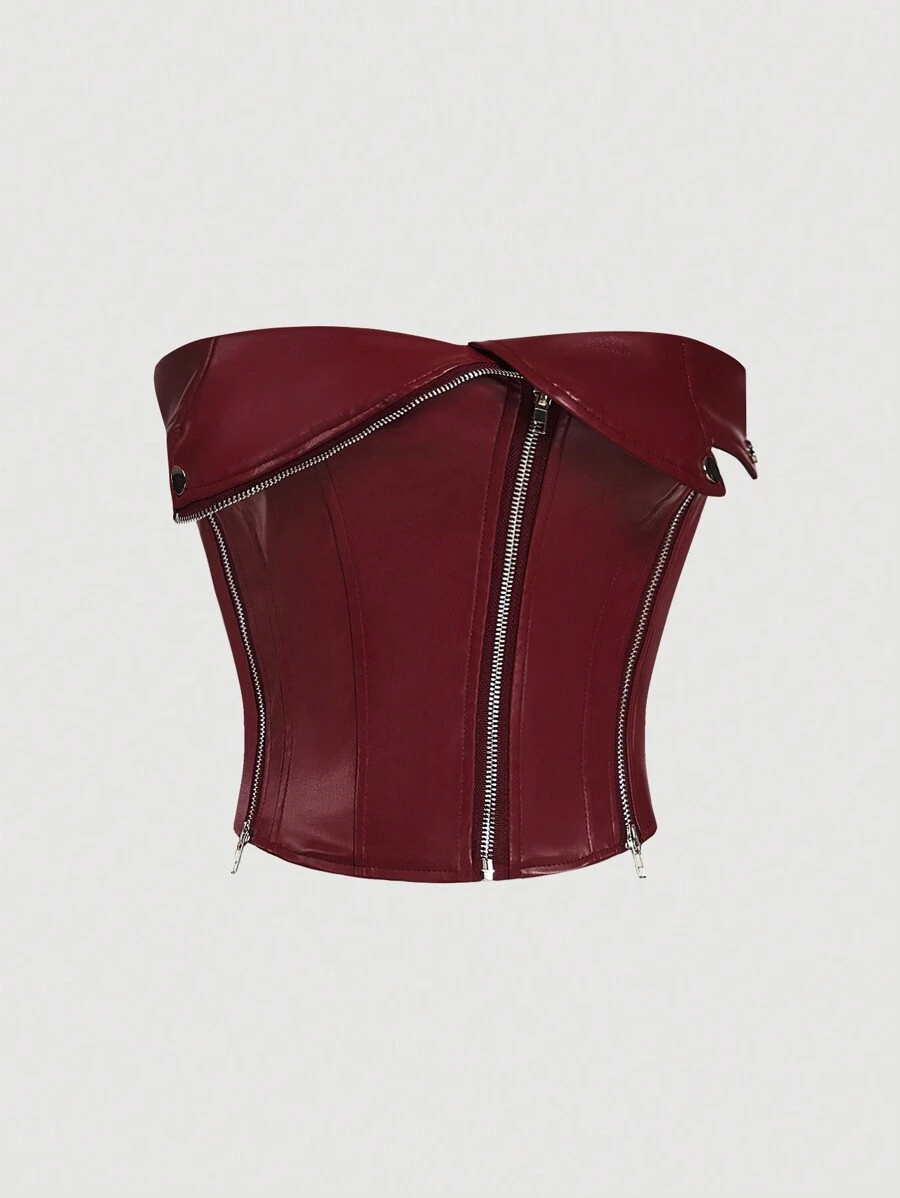 Aveloria Affinna Women Solid Color Zip Up Cropped Camisole Tank Top Holiday Party Clothes 