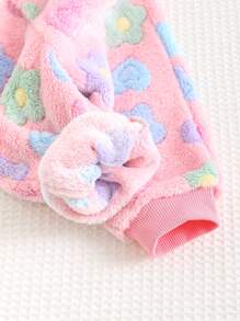 Cozy Pixies 2pcs/Set Baby Girl Colorful Floral Print Thick Warm Crew Neck Long Sleeve Sweatshirt And Jogger Pants Set