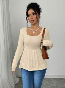 Elenzga 可爱款纯色收腰毛衣，秋冬休闲款