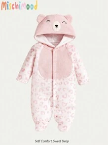 SHEIN Bộ đồ liền thân bằng vải lông cừu hình bông tuyết cho trẻ sơ sinh, bộ đồ liền thân dày ấm áp cho bé trai bé gái vào mùa đông, dành cho Giáng sinh - Nhiều màu - Xem 7
