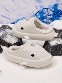 1pair Children's Indoor Slippers, Outdoor Shark Design Cute Shoes For Little Girls, Warm Lining For Autumn/Winter