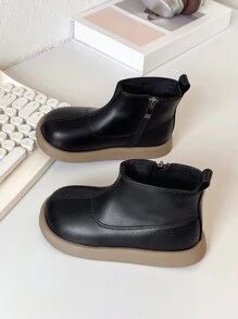 1 đôi bốt cổ ngắn ngoài trời thời trang, đơn giản, đa năng và thoải mái cho trẻ em - màu đen - Xem 5