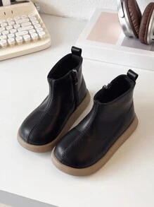 1 đôi bốt cổ ngắn ngoài trời thời trang, đơn giản, đa năng và thoải mái cho trẻ em - màu đen - Xem 3