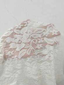 SHEIN Slayr 女士纯色贝壳边透明性感吊带连体裤 - 白色 - 查看 7