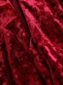 Sweetra 1pc Women Solid Color Twist Asymmetric Hem Spaghetti Strap Long Sleeve Dress Burgundy Color Women Outfit Fall Cloth For Women - Burgundy - View 4