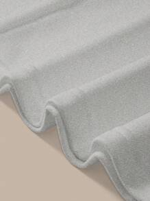 SHEIN BASICS Quần nỉ dệt kim lưng thấp dáng rộng màu trơn thường ngày cho nữ - Xám - Xem 11