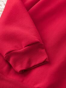 Calvaya Áo nỉ cổ tròn in họa tiết đồ họa cỡ lớn dành cho nữ, quần áo mùa thu/đông cho năm mới - Đỏ - Xem 3