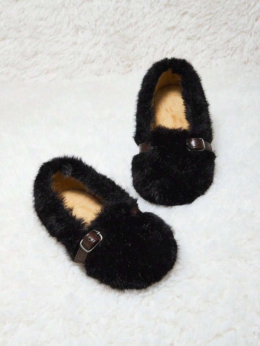 Herbst/Winter Trendige, vielseitige, süße & lustige Plüschfutter warme Mädchen Kleinkind/Baby Flache Sandalen